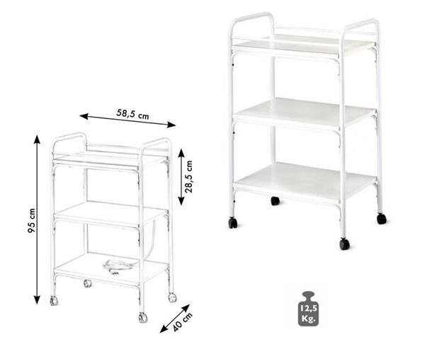 Carrello acciaio con ruote ca 326 SILVY PLUS 3 ripiani