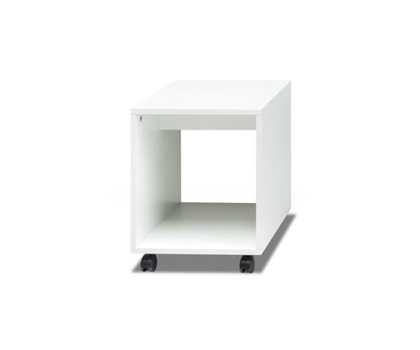 CARRELLO CUBO 2  ripiani ca 317 con ruote in nobilitato bianco