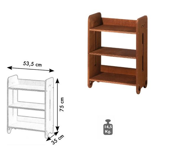 Espositore scaffale VALE 3 ripiani CA.313 finitura grezza ciliegio