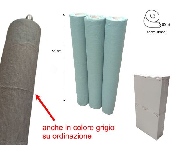 Lenzuolino rotolo in viscosa GRIGIO h. 78 cm lunghezza 80 mt senza pretaglio confezione 6 rotoli