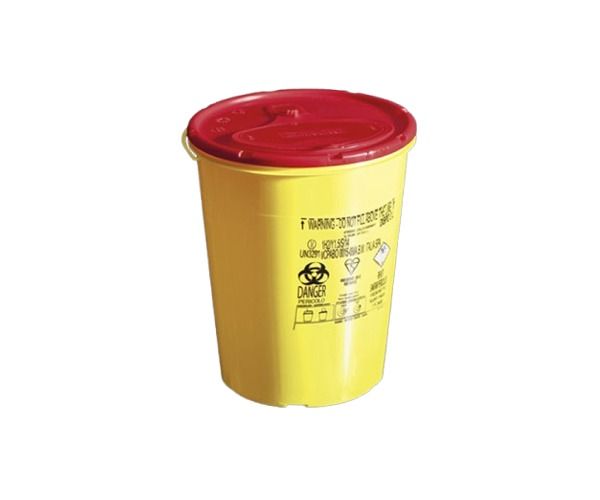 Contenitore monouso tondo 4 lt per smaltimento rifiuti acuminati e taglienti c/coperchio a lamelle ...