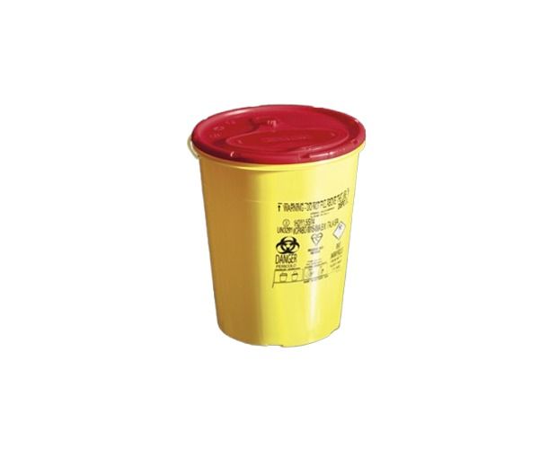 Contenitore monouso tondo 2 lt per smaltimento rifiuti acuminati e taglienti c/coperchio a lamelle ...