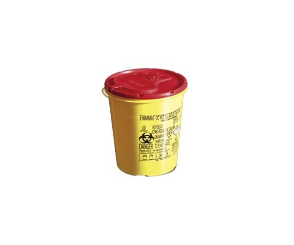 Contenitore monouso tondo 1,5 lt per smaltimento rifiuti acuminati e taglienti c/coperchio a ...