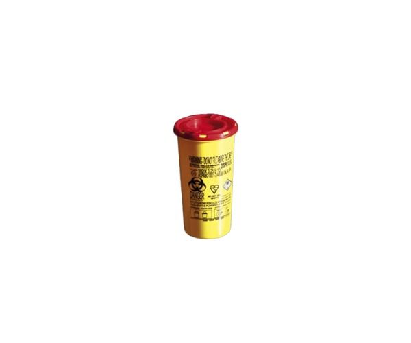 Contenitore monouso tondo 0,5 lt per smaltimento rifiuti acuminati e taglienti c/coperchio a ...