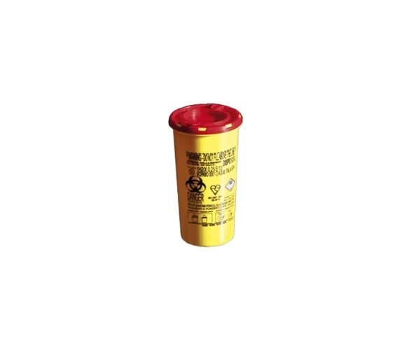 Contenitore monouso tondo 0,7 lt per smaltimento rifiuti acuminati e taglienti c/coperchio a ...