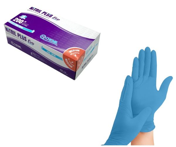 Guanti monouso CHEMIL NITRILE Nitril Plus Evo DM classe I DPI categoria III senza polvere AQL 1.0 ...