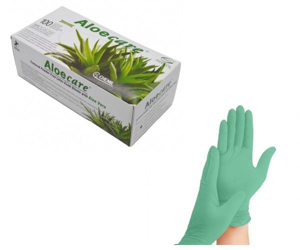 Guanti monouso CHEMIL LATTICE ALOECARE per dentisti senza polvere AQL 1.5 100 pz