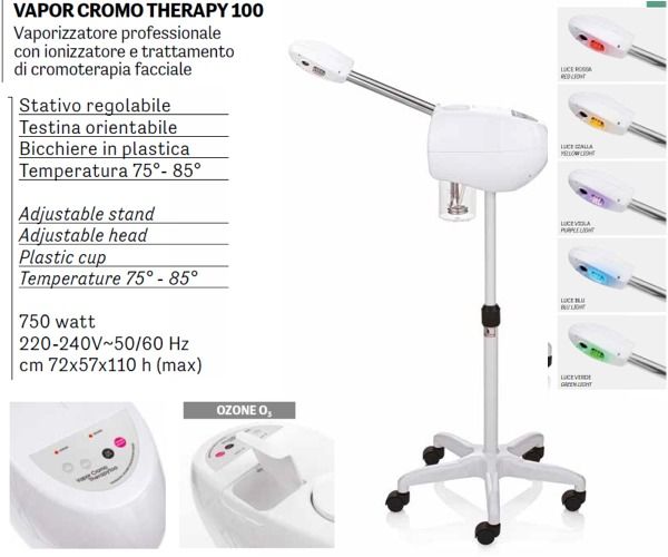 Vaporizzatore professionale con ionizzatore e cromoterapia Stativo regolabile Testina orientabile ...