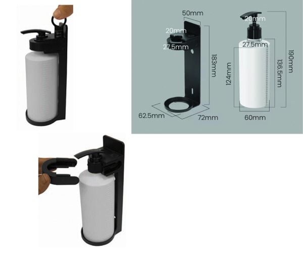 Dispenser ricaricabile da bagno  supporto murale con chiave di sicurezza magnetica 300 ml