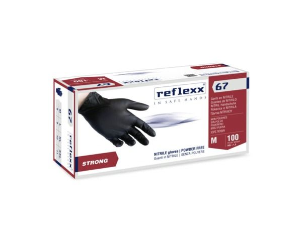 REFLEXX 67 100 pz NITRILE SENZA POLVERE - NERO Peso 5,5 gr - Spess. 0,11 mm