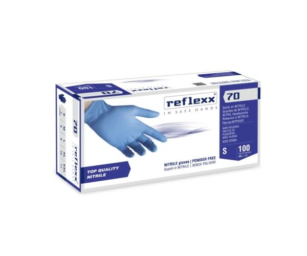 REFLEXX 70 100 pz NITRILE SENZA POLVERE Peso 4,9 gr - Spess. 1,0 mm